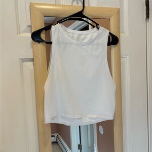 lululemon White High Neck Keyhole Back Cropped Tank - Size 4